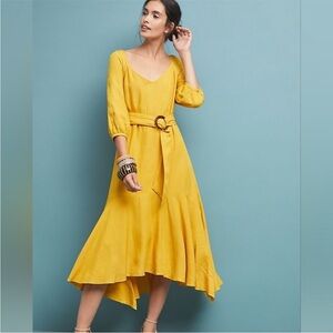 Maeve by Anthropologie Golden Long Sleeve Dress